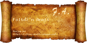 Foltán Anett névjegykártya